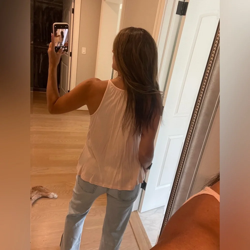 LOFT pink sequin beaded tulle tank cami top ballet peach pink size small - Picture 6 of 7